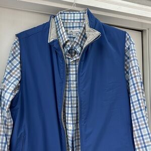 Peter Millar Blue Vest with Plaid Shirt